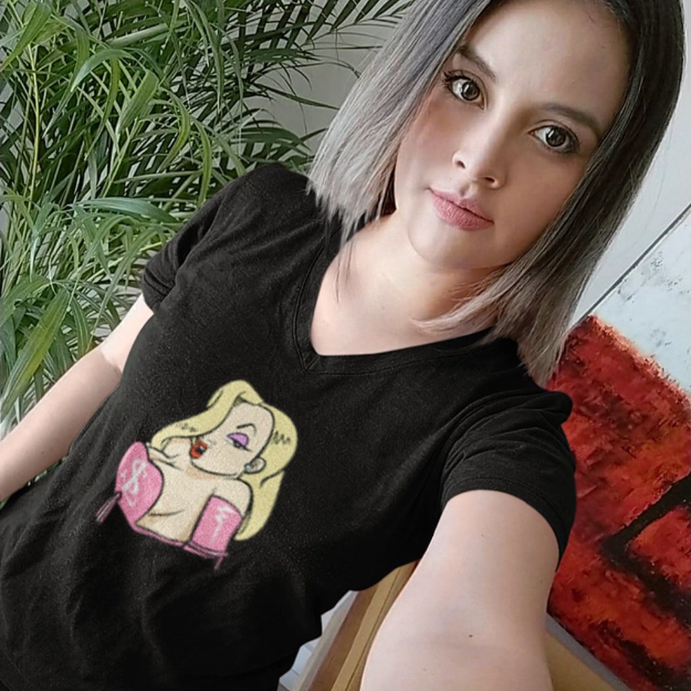 Blonde Bombshell Cartoon Tee Glamour Sexy Cute Girly‎